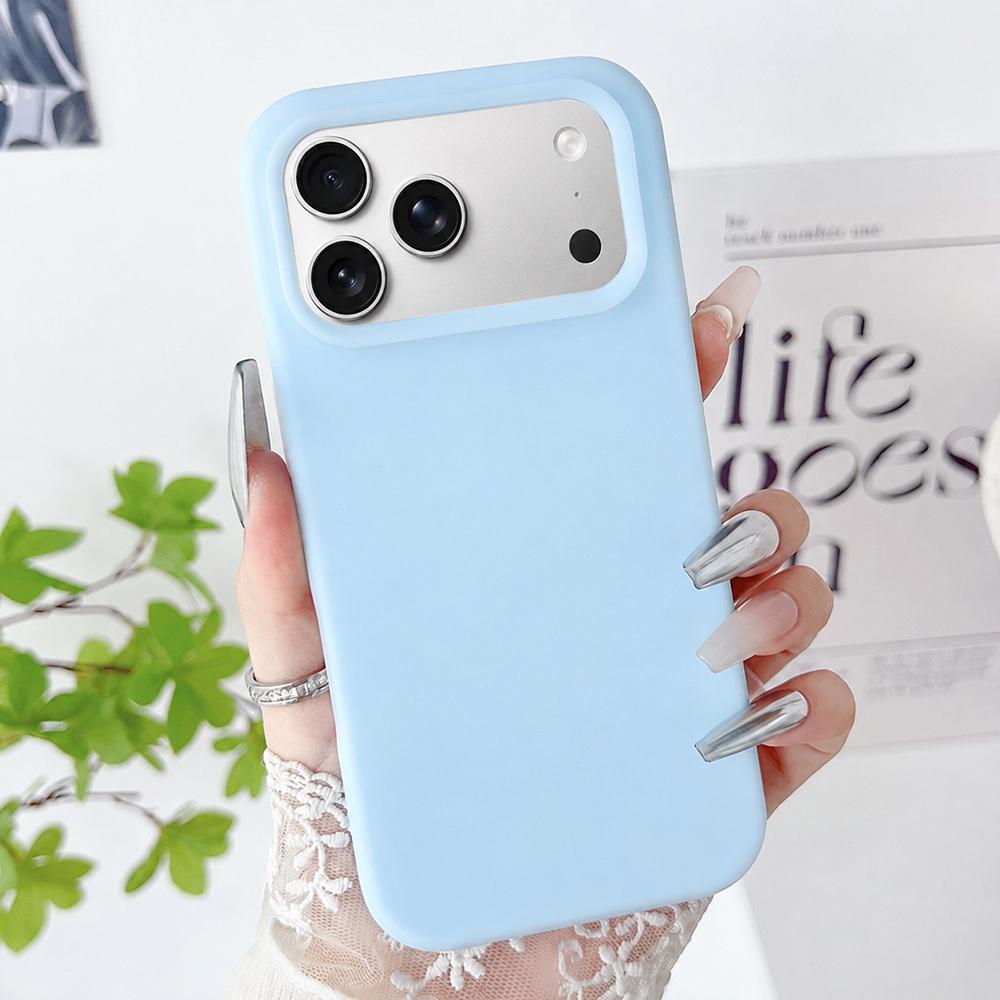 Compatible with iPhone 18 Pro PC Dual-Layer Liquid Silicone Jelly Phone Case - Light Blue