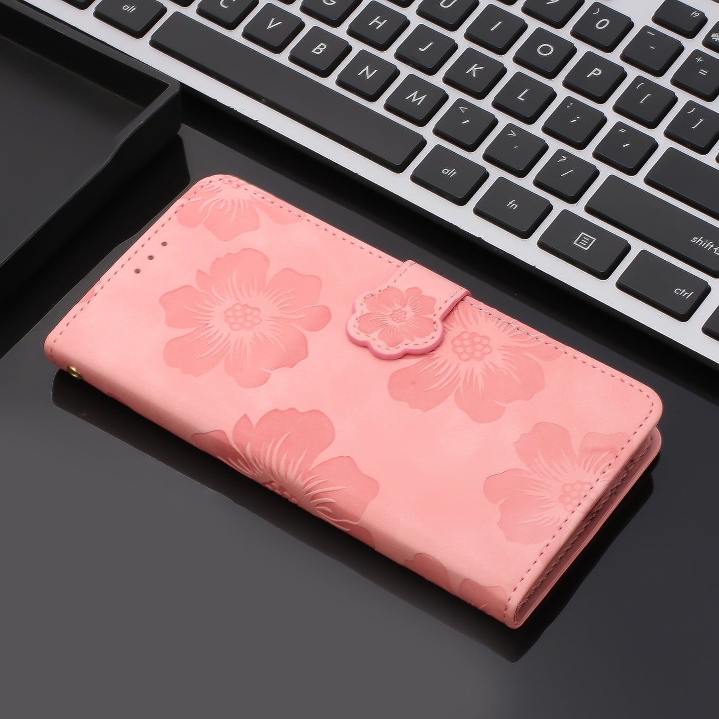 For Redmi 14C 4G Flower Embossing Pattern Leather Phone Case(Pink)