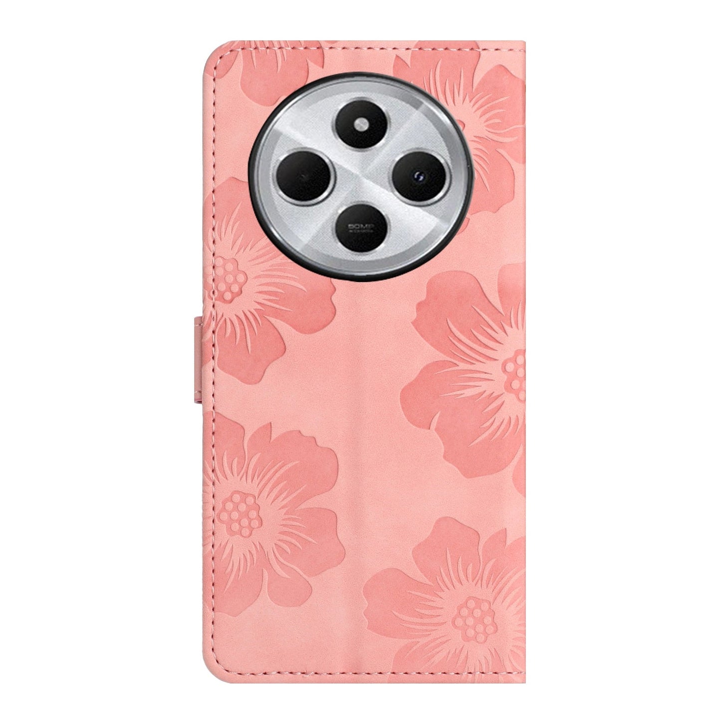 For Redmi 14C 4G Flower Embossing Pattern Leather Phone Case(Pink)