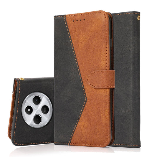 For Redmi 14C 4G Dual-color Stitching Leather Phone Case(Black Brown)