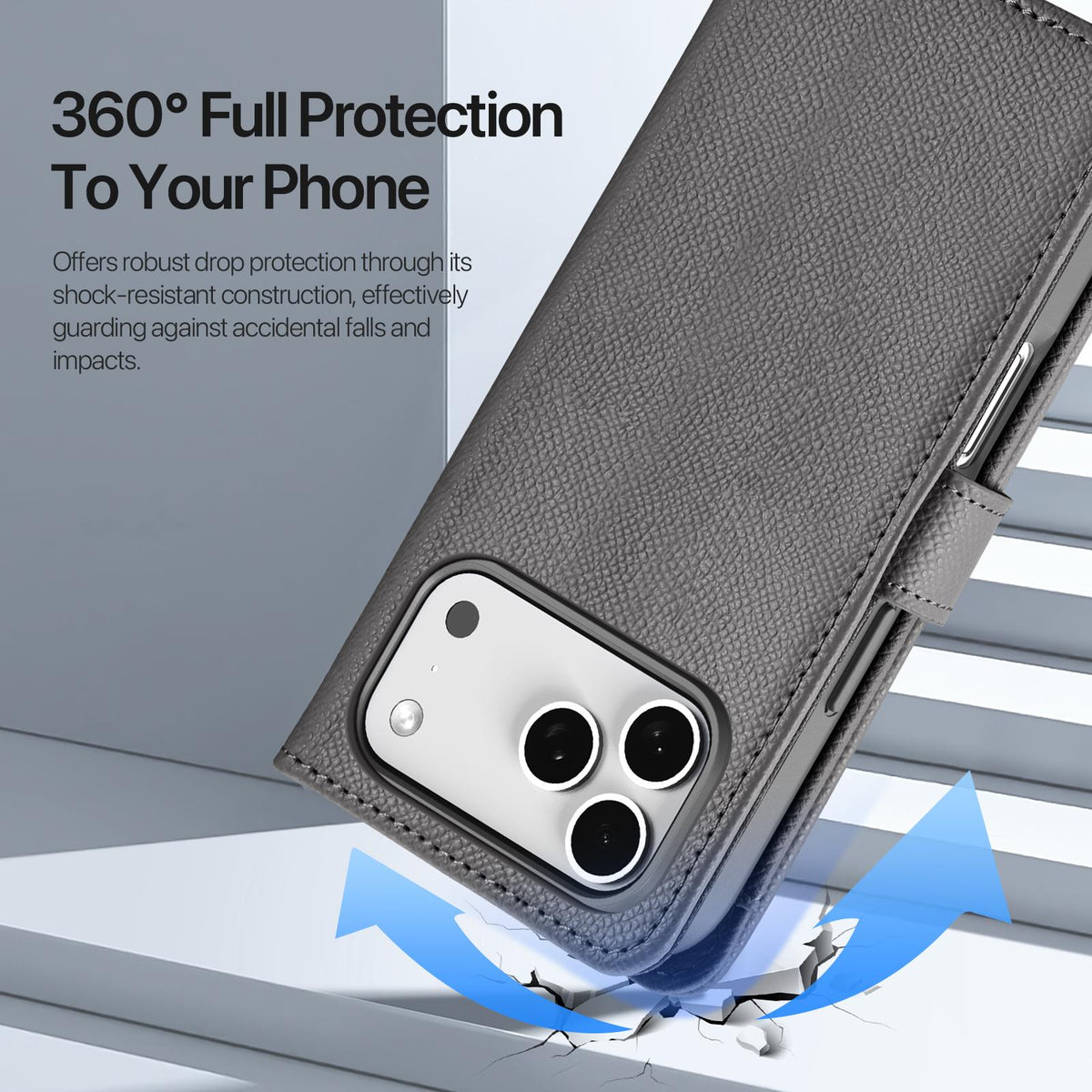 Compatible with iPhone 18 Pro Max DUX DUCIS Lawa Series 2 in 1 Wallet Zipper Detachable MagSafe Phone Case with Lanyard - Grey