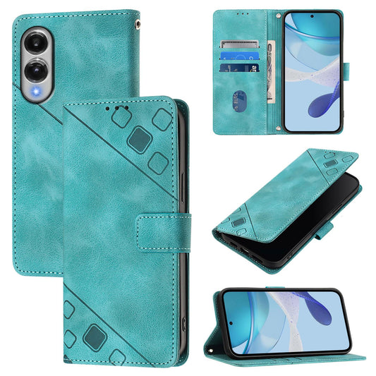 For Samsung Galaxy S25 Edge 5G Skin-feel Embossed Leather Phone Case(Green)