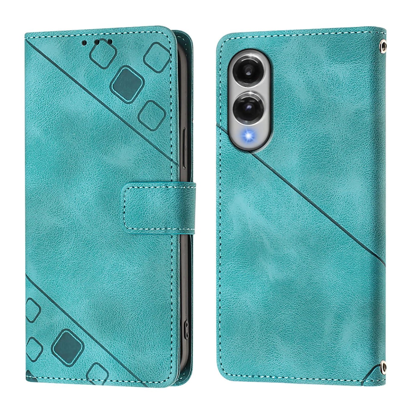 For Samsung Galaxy S25 Edge 5G Skin-feel Embossed Leather Phone Case(Green)