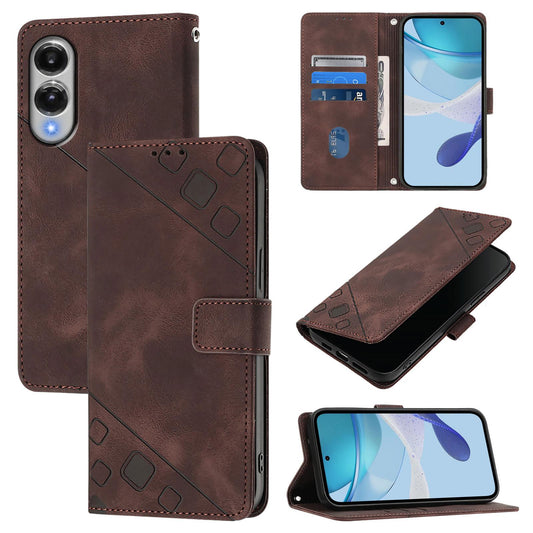 For Samsung Galaxy S25 Edge 5G Skin-feel Embossed Leather Phone Case(Brown)