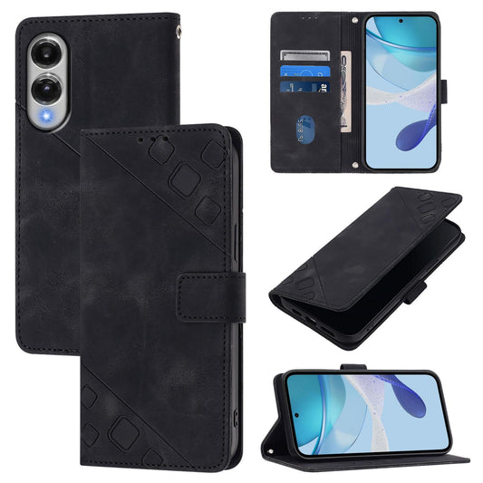 For Samsung Galaxy S25 Edge 5G Skin-feel Embossed Leather Phone Case(Black)