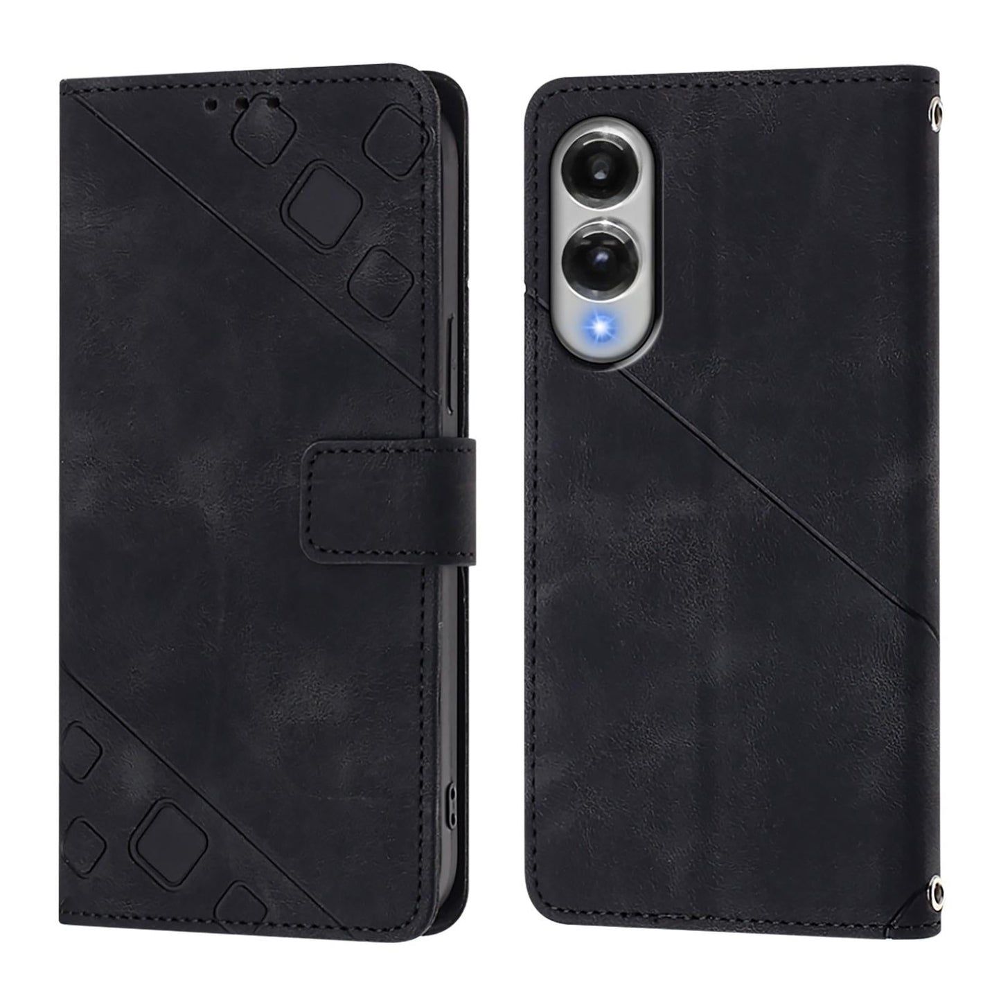 For Samsung Galaxy S25 Edge 5G Skin-feel Embossed Leather Phone Case(Black)