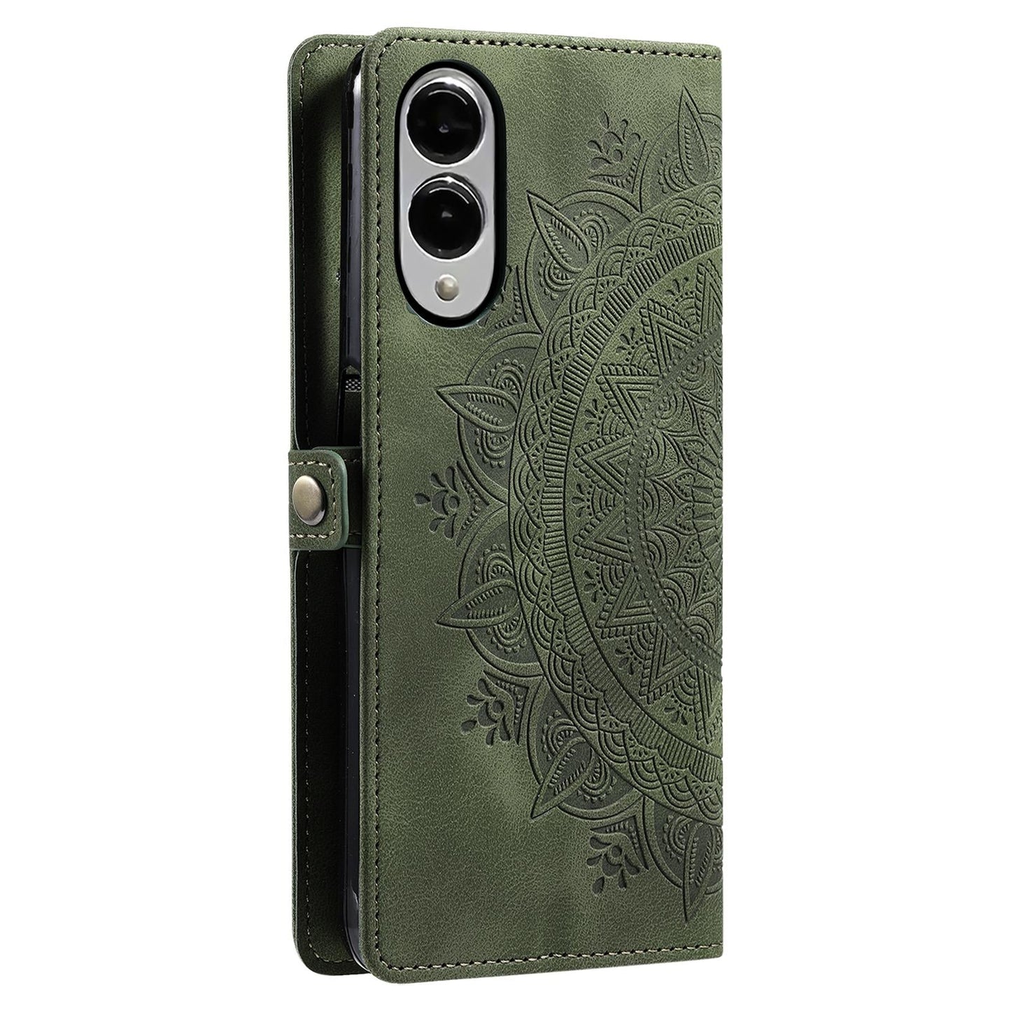 For Samsung Galaxy S25 Edge 5G Skin Feel Totem Embossed Leather Phone Case(Deep Green)