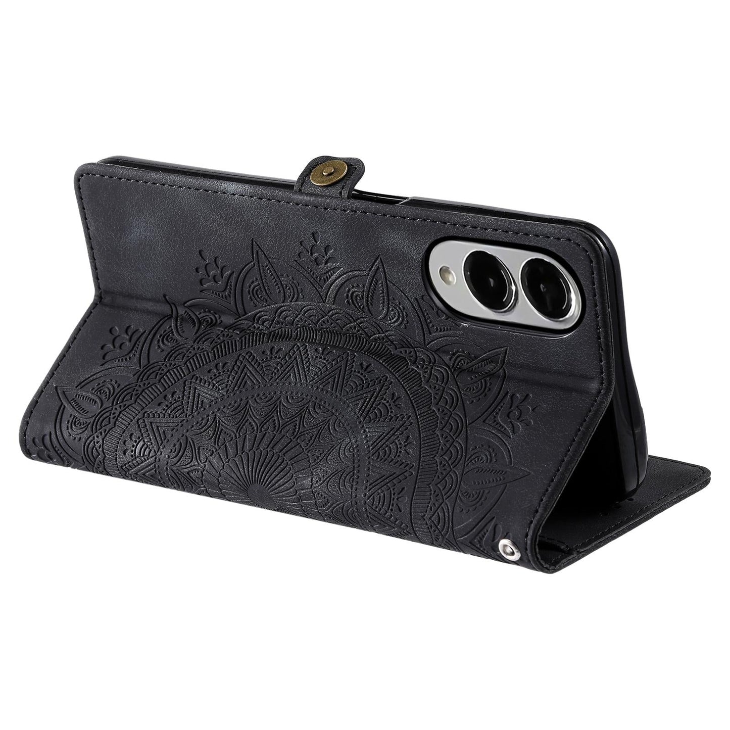 For Samsung Galaxy S25 Edge 5G Skin Feel Totem Embossed Leather Phone Case(Black)