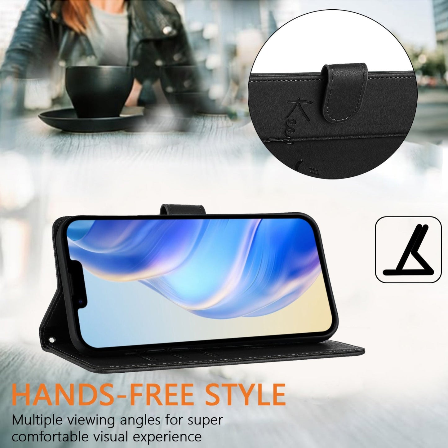 For iPhone 16e Smile Embossing RFID Leather Phone Case(Black)