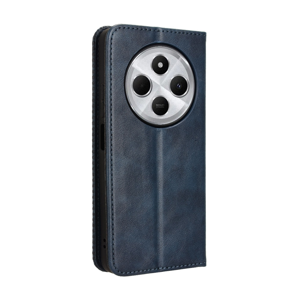 For Redmi 14C 4G Magnetic Buckle Retro Texture Leather Phone Case(Blue)