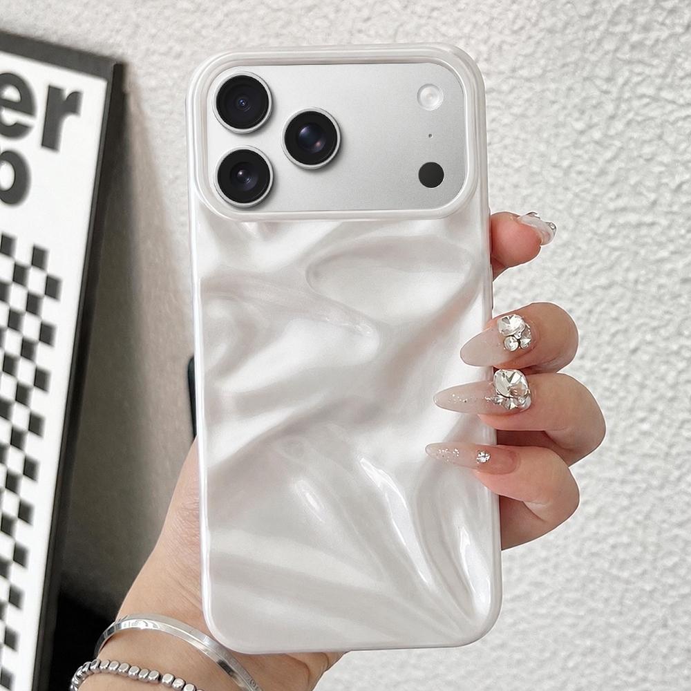 Compatible with iPhone 18 Pro Max Water Ripple Electroplating Paint TPU Phone Case - White