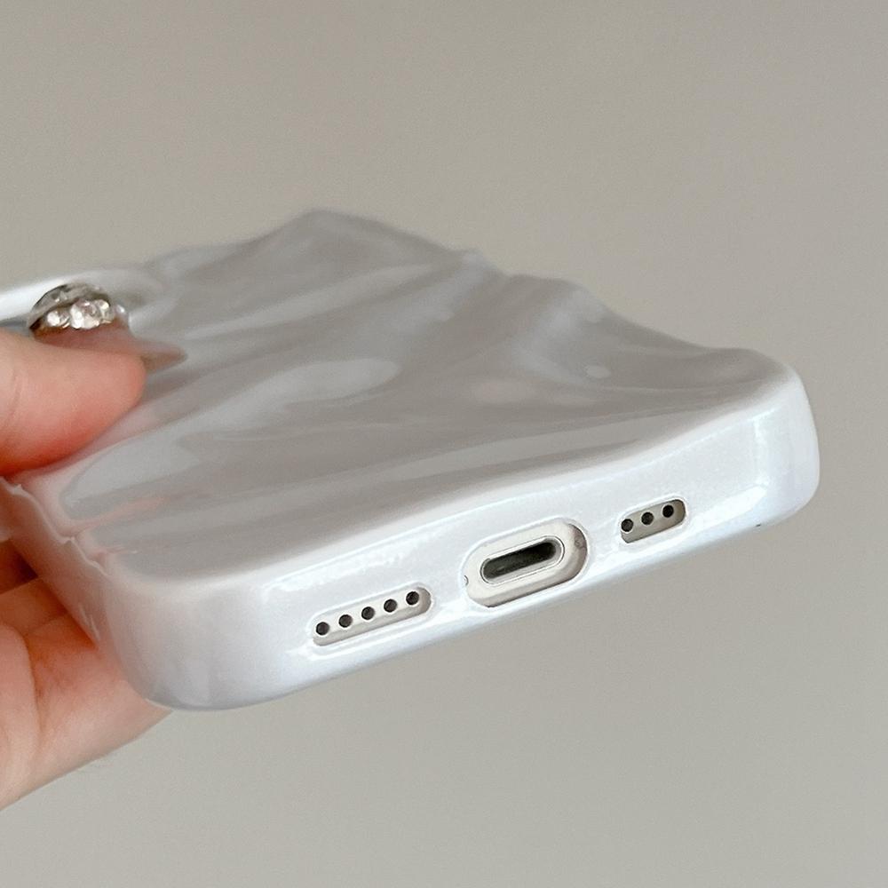Compatible with iPhone 18 Pro Max Water Ripple Electroplating Paint TPU Phone Case - White