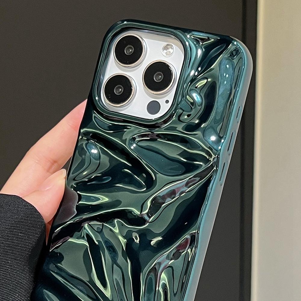 Compatible with iPhone 18 Pro Max Water Ripple Electroplating Paint TPU Phone Case - Bright Green