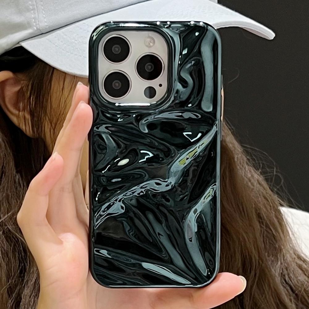 Compatible with iPhone 18 Pro Max Water Ripple Electroplating Paint TPU Phone Case - Bright Green