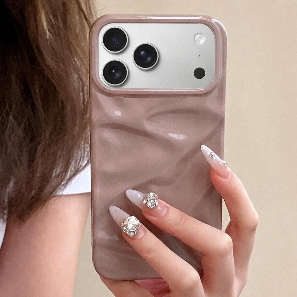 Compatible with iPhone 18 Pro Max Water Ripple Electroplating Paint TPU Phone Case - Pink Brown