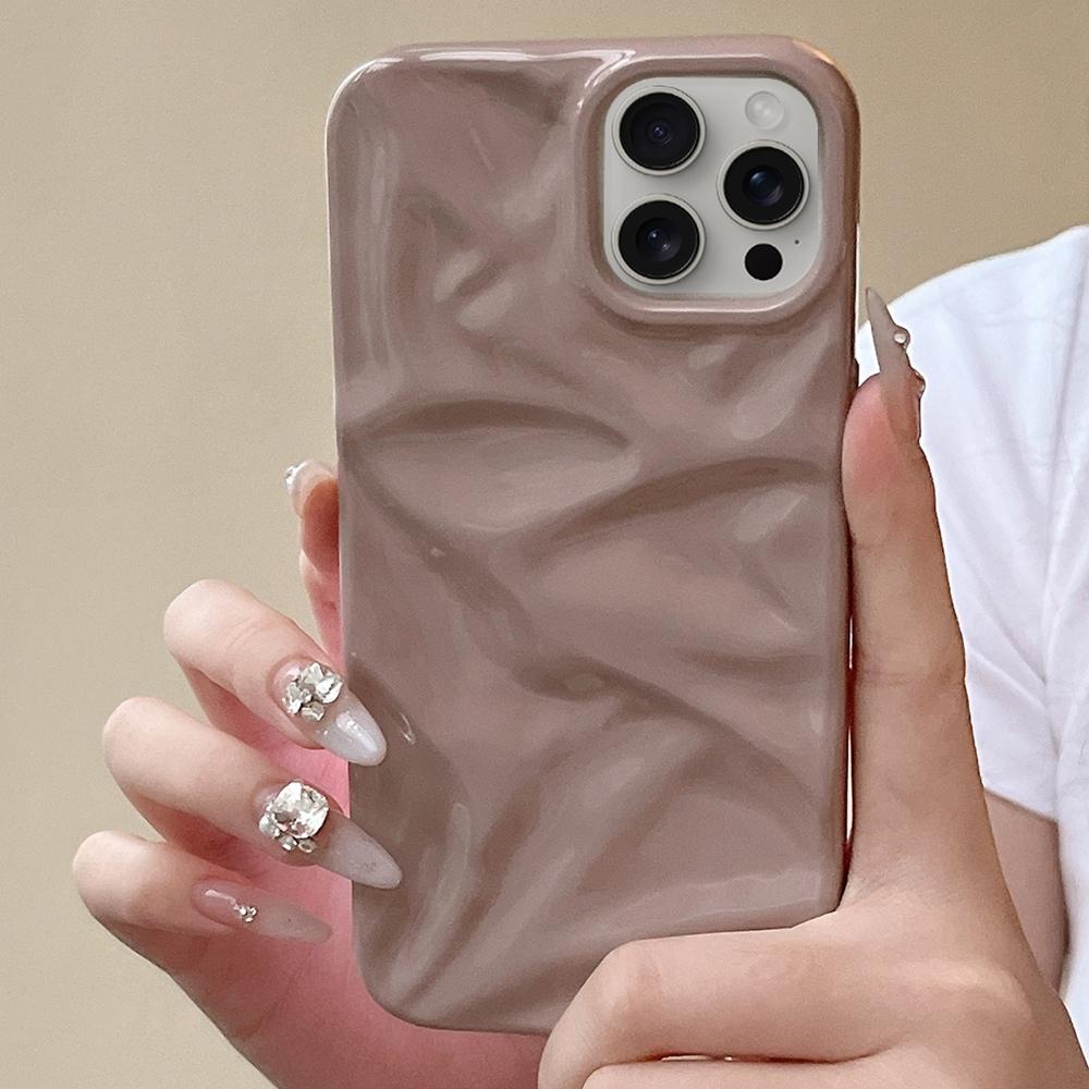 Compatible with iPhone 18 Pro Max Water Ripple Electroplating Paint TPU Phone Case - Pink Brown