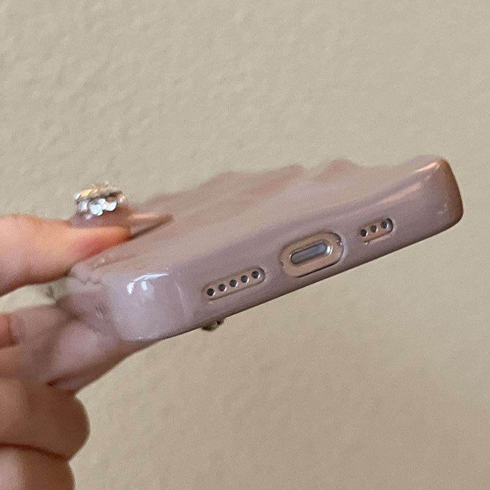 Compatible with iPhone 18 Pro Max Water Ripple Electroplating Paint TPU Phone Case - Pink Brown