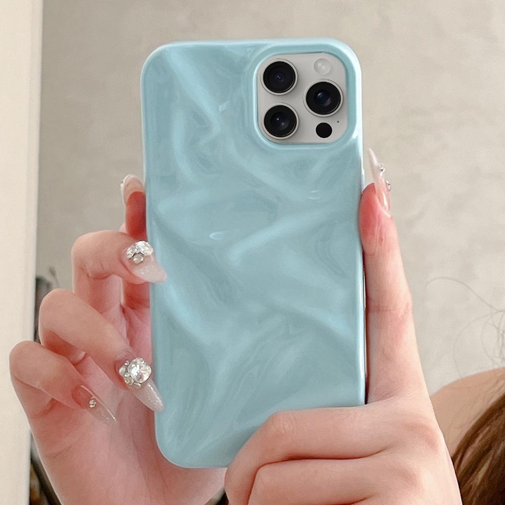 Compatible with iPhone 18 Pro Max Water Ripple Electroplating Paint TPU Phone Case - Sky Blue