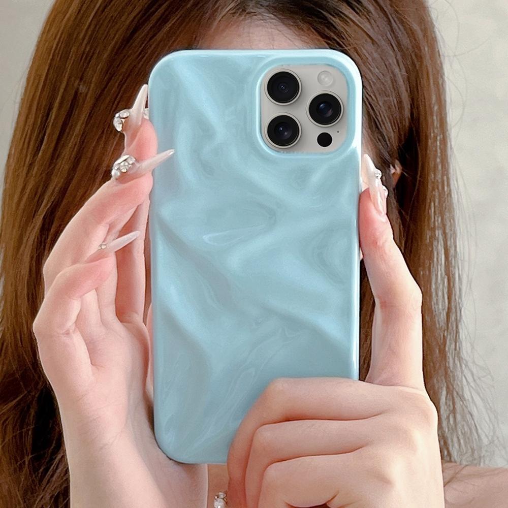 Compatible with iPhone 18 Pro Max Water Ripple Electroplating Paint TPU Phone Case - Sky Blue