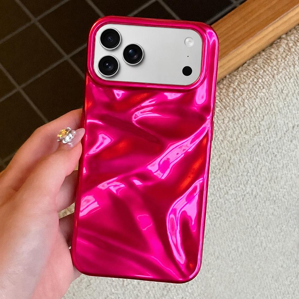Compatible with iPhone 18 Pro Max Water Ripple Electroplating Paint TPU Phone Case - Rose Red