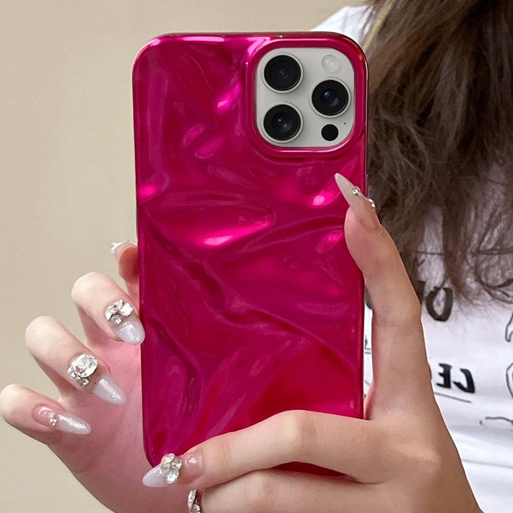 Compatible with iPhone 18 Pro Max Water Ripple Electroplating Paint TPU Phone Case - Rose Red