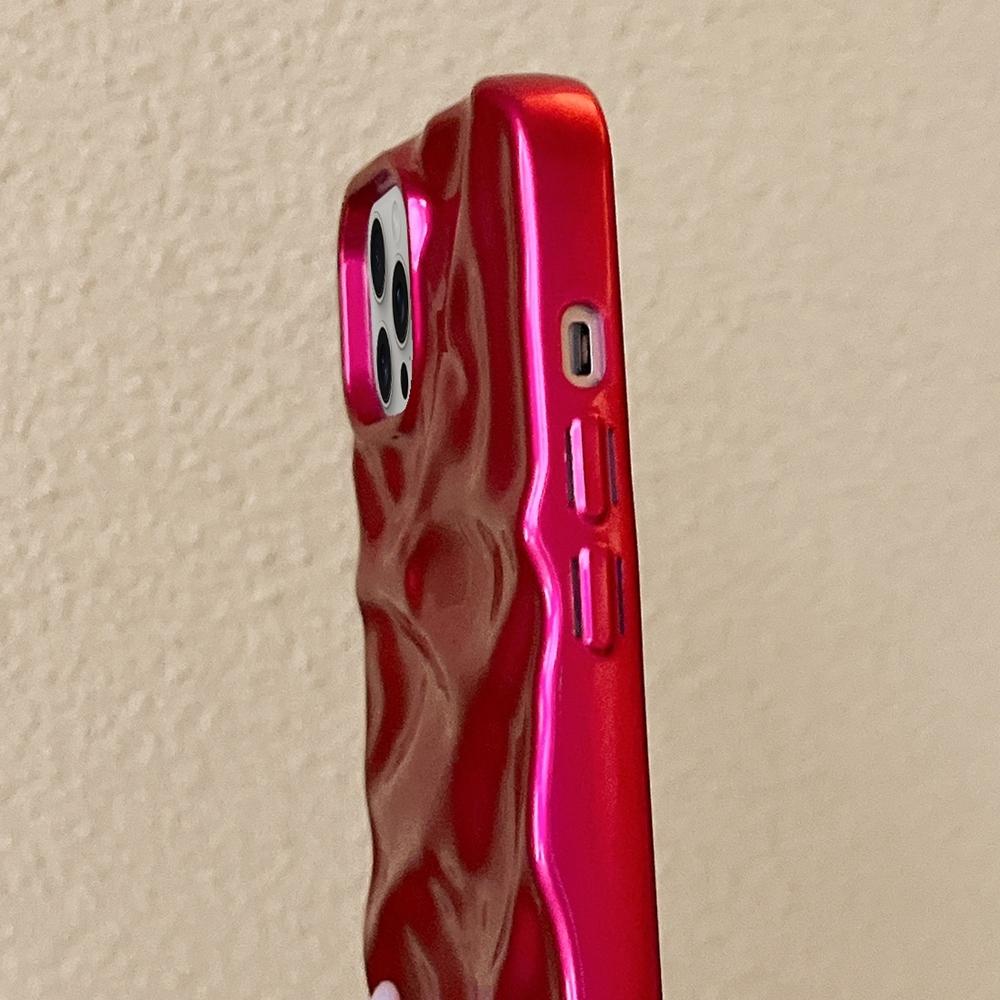 Compatible with iPhone 18 Pro Max Water Ripple Electroplating Paint TPU Phone Case - Rose Red