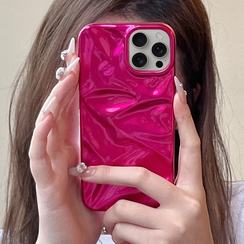 Compatible with iPhone 18 Pro Max Water Ripple Electroplating Paint TPU Phone Case - Rose Red