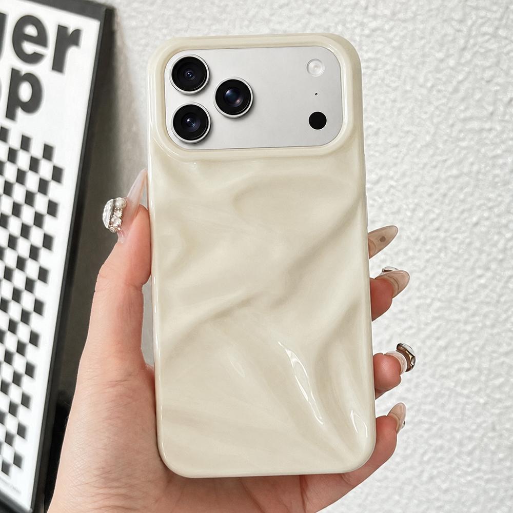 Compatible with iPhone 18 Pro Max Water Ripple Electroplating Paint TPU Phone Case - Milky White