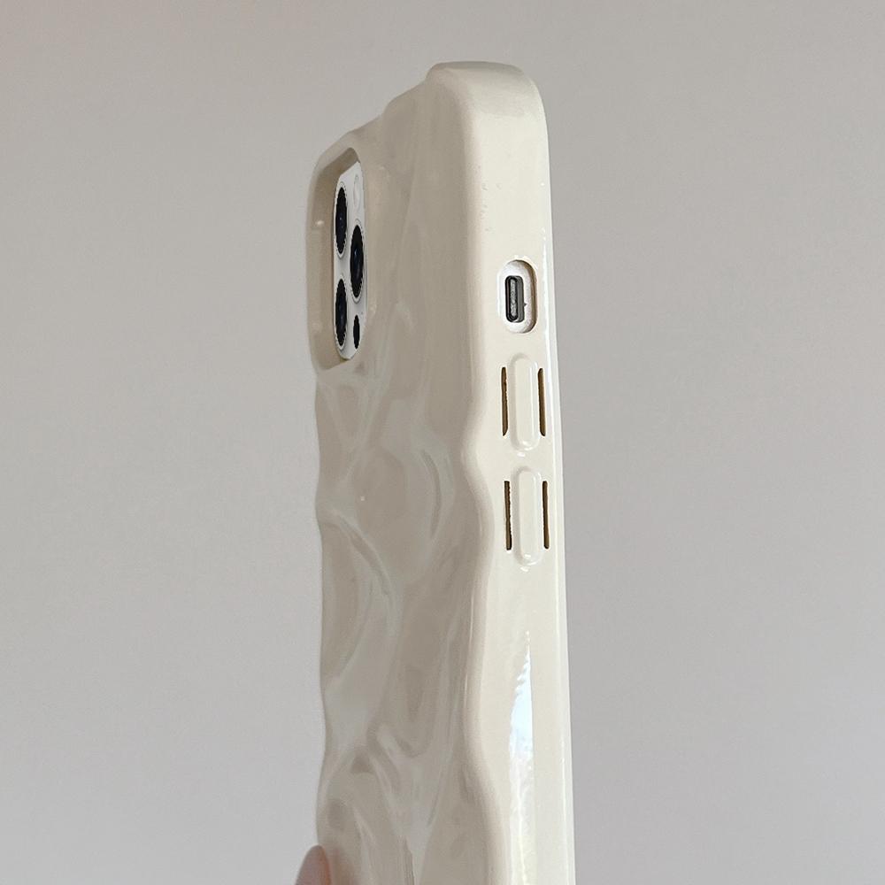 Compatible with iPhone 18 Pro Max Water Ripple Electroplating Paint TPU Phone Case - Milky White