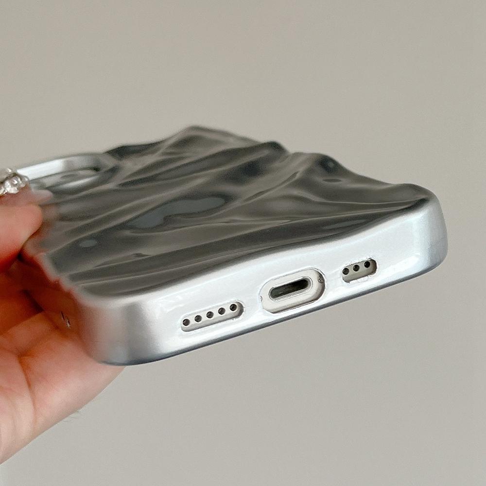 Compatible with iPhone 18 Pro Max Water Ripple Electroplating Paint TPU Phone Case - Silver