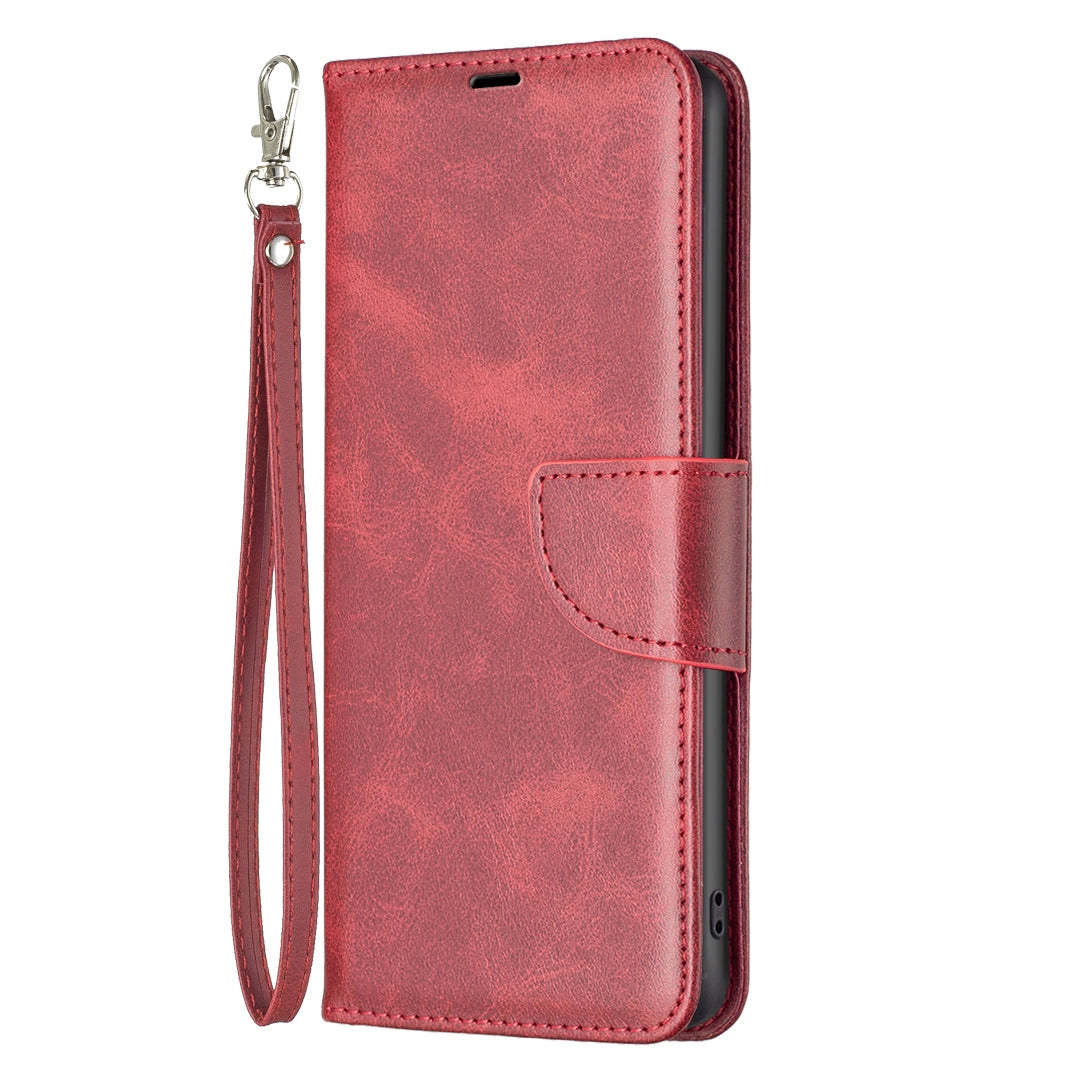 For Redmi 14C 4G Lambskin Texture Pure Color Flip Leather Phone Case(Red)