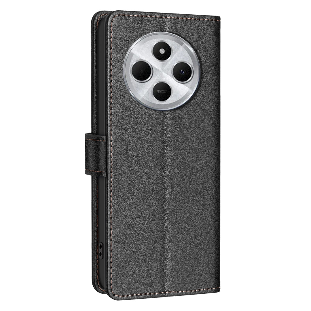 For Redmi 14C 4G Litchi Texture RFID Anti-theft Leather Phone Case(Black)