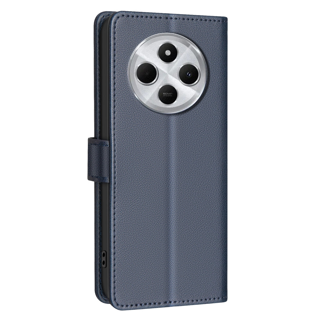 For Redmi 14C 4G Litchi Texture RFID Anti-theft Leather Phone Case(Blue)