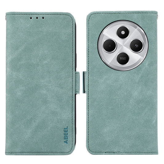 For Redmi 14C 4G ABEEL Frosted Magnetic RFID Leather Phone Case(Cyan)
