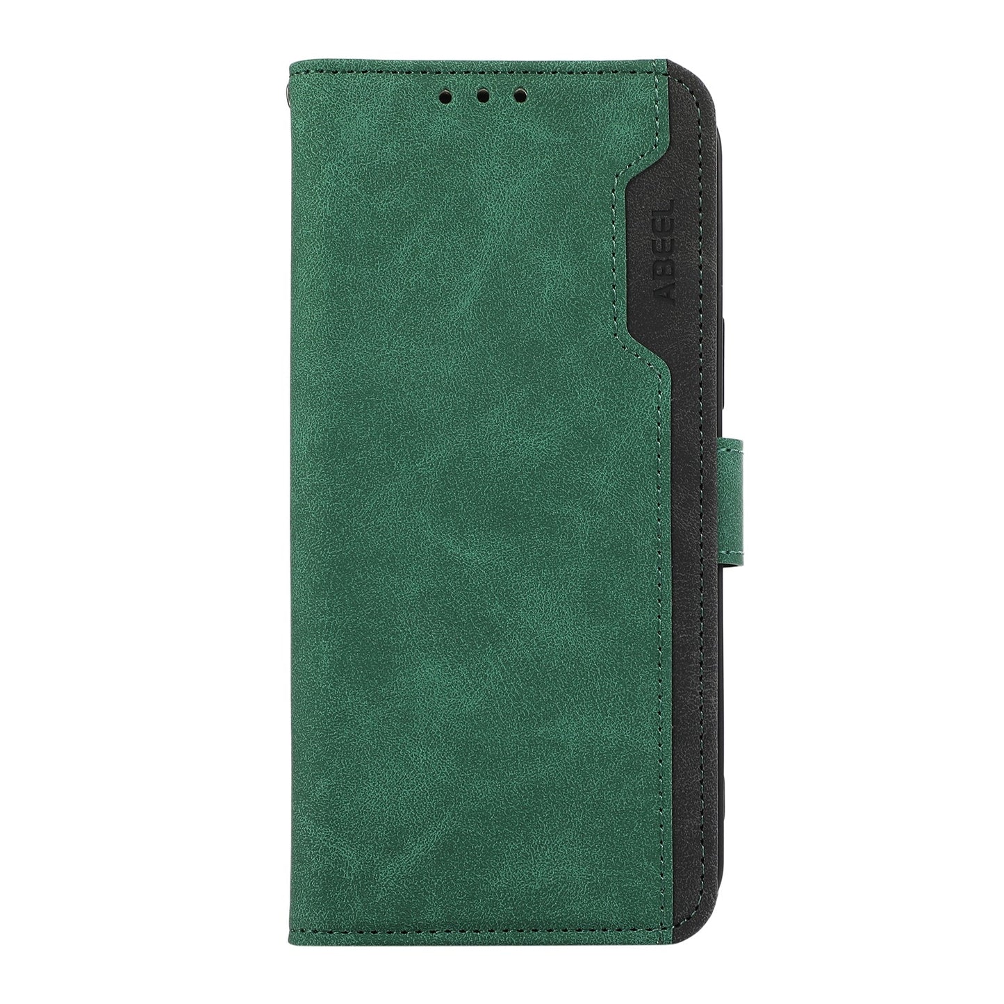 For Redmi 14C 4G ABEEL Color Block Magnetic RFID Leather Phone Case(Green-Black)