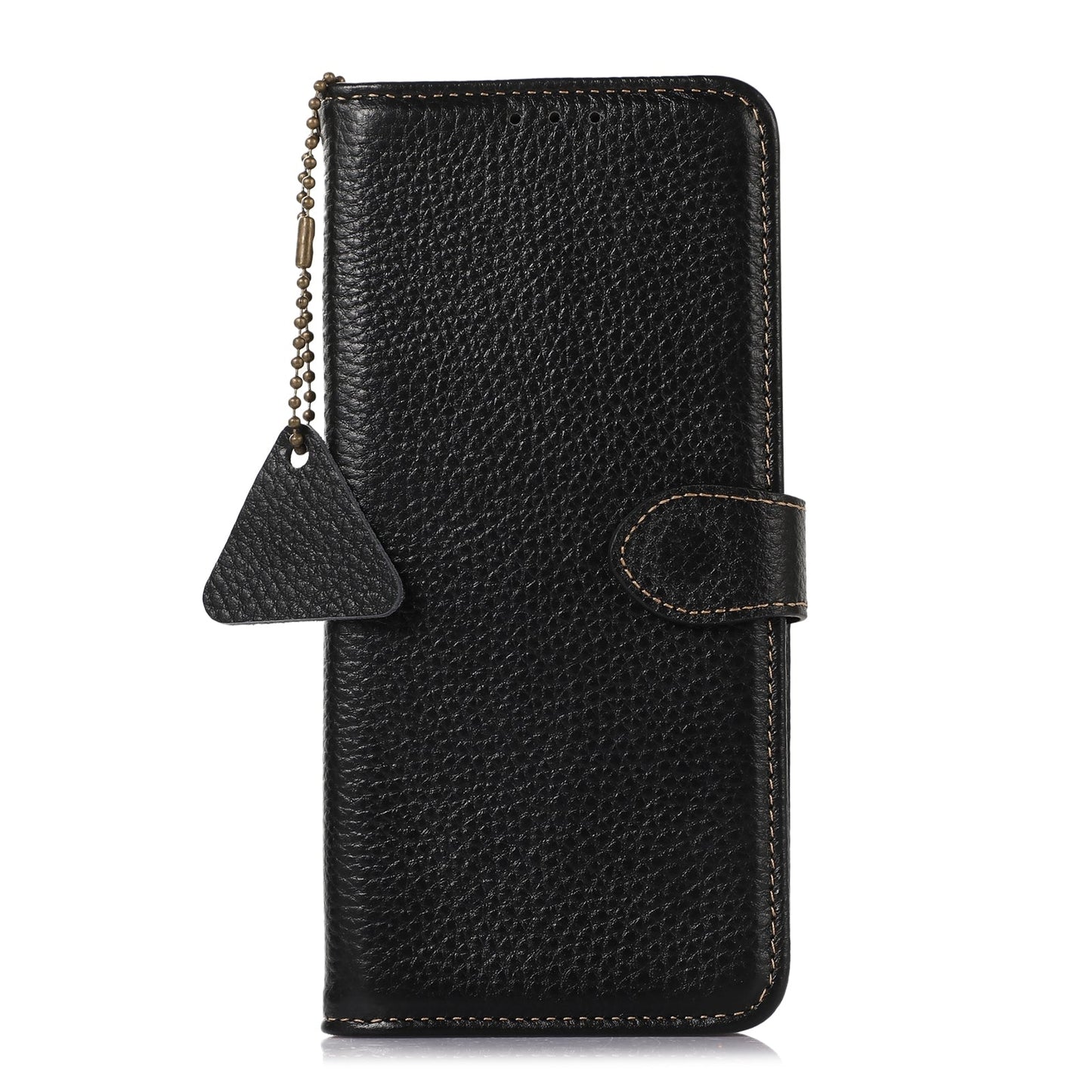 For Redmi 14C 4G Genuine Leather Litchi Texture RFID Leather Phone Case(Black)