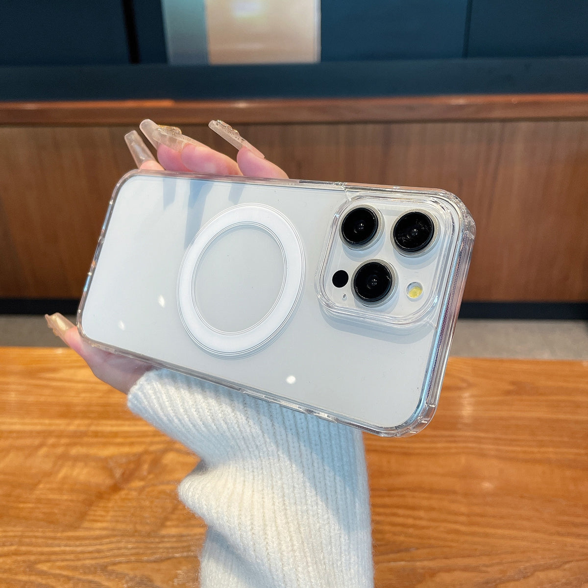 Compatible with iPhone 18 Pro Max Clear Acrylic TPU MagSafe Phone Case - Transparent