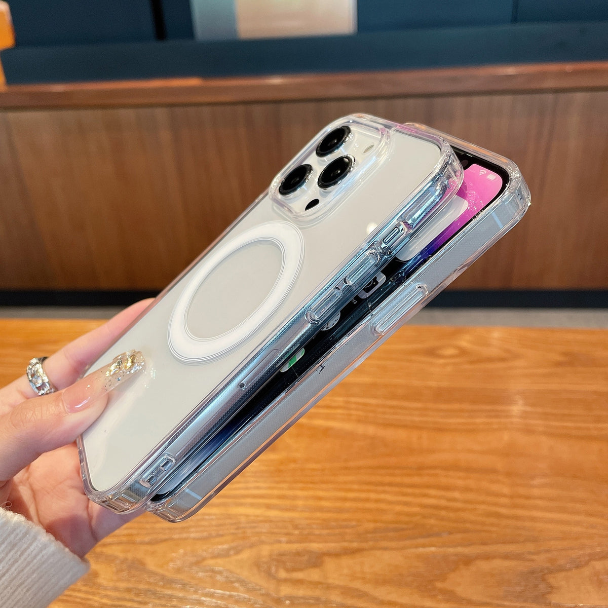 Compatible with iPhone 18 Pro Max Clear Acrylic TPU MagSafe Phone Case - Transparent