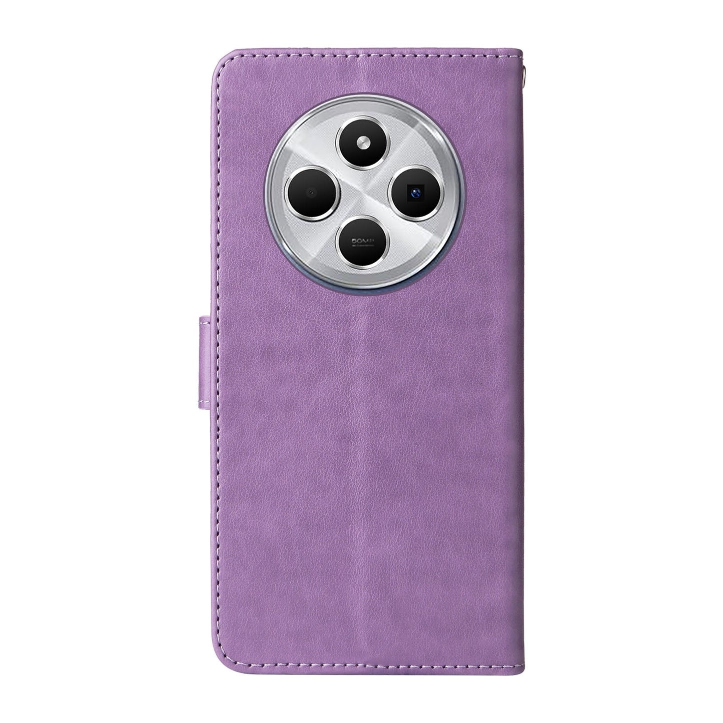 For Redmi 14C Embossed Butterfly Flowers Leather Phone Case(Purple)