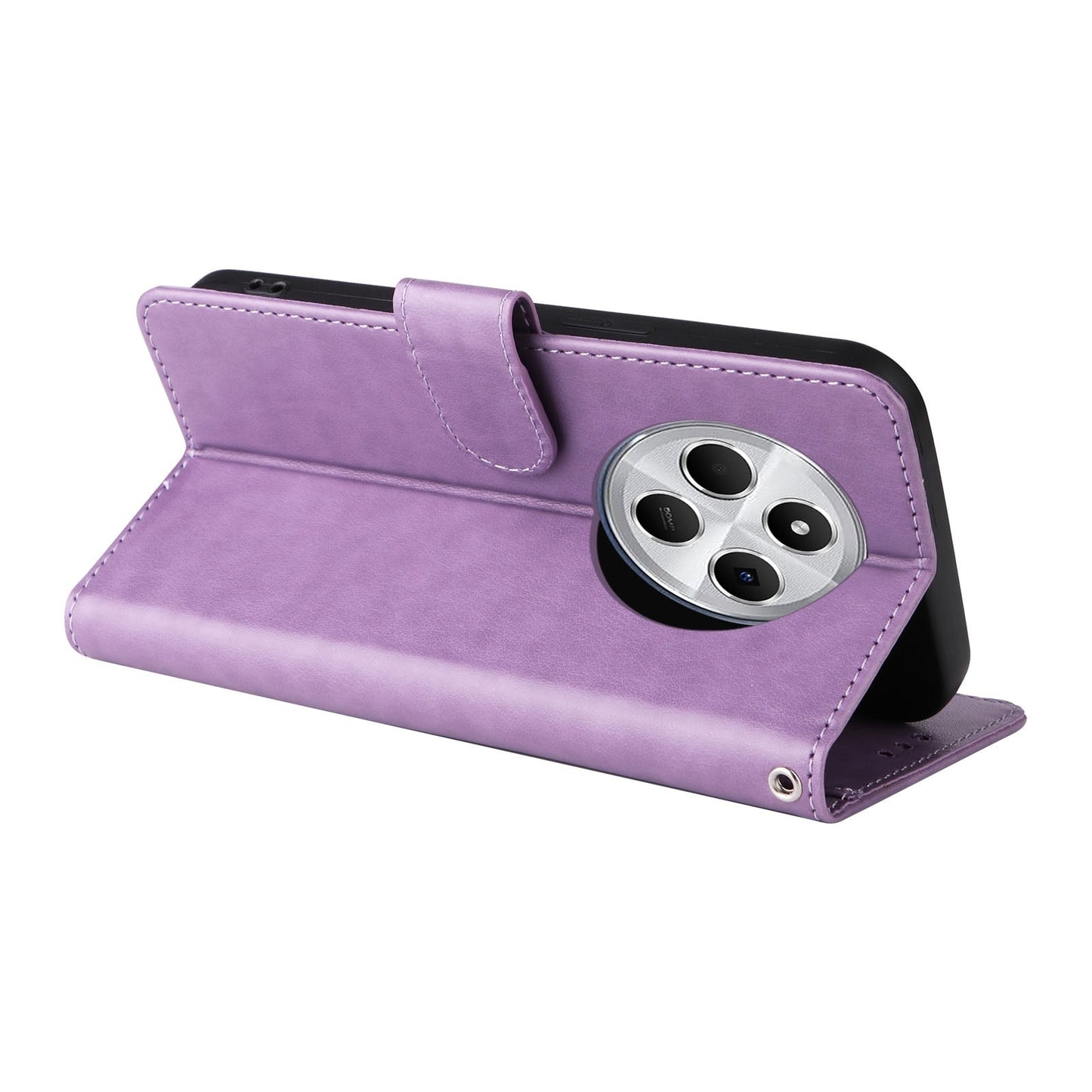 For Redmi 14C Embossed Butterfly Flowers Leather Phone Case(Purple)