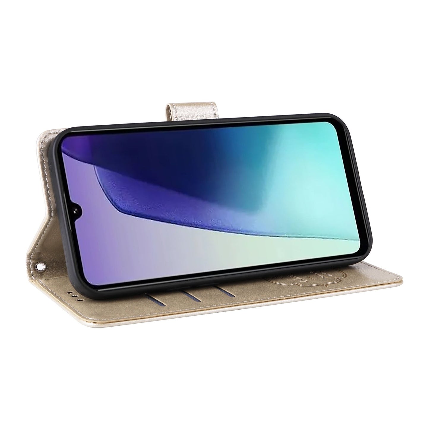 For Redmi 14C Embossed Butterfly Flowers Leather Phone Case(Gold)