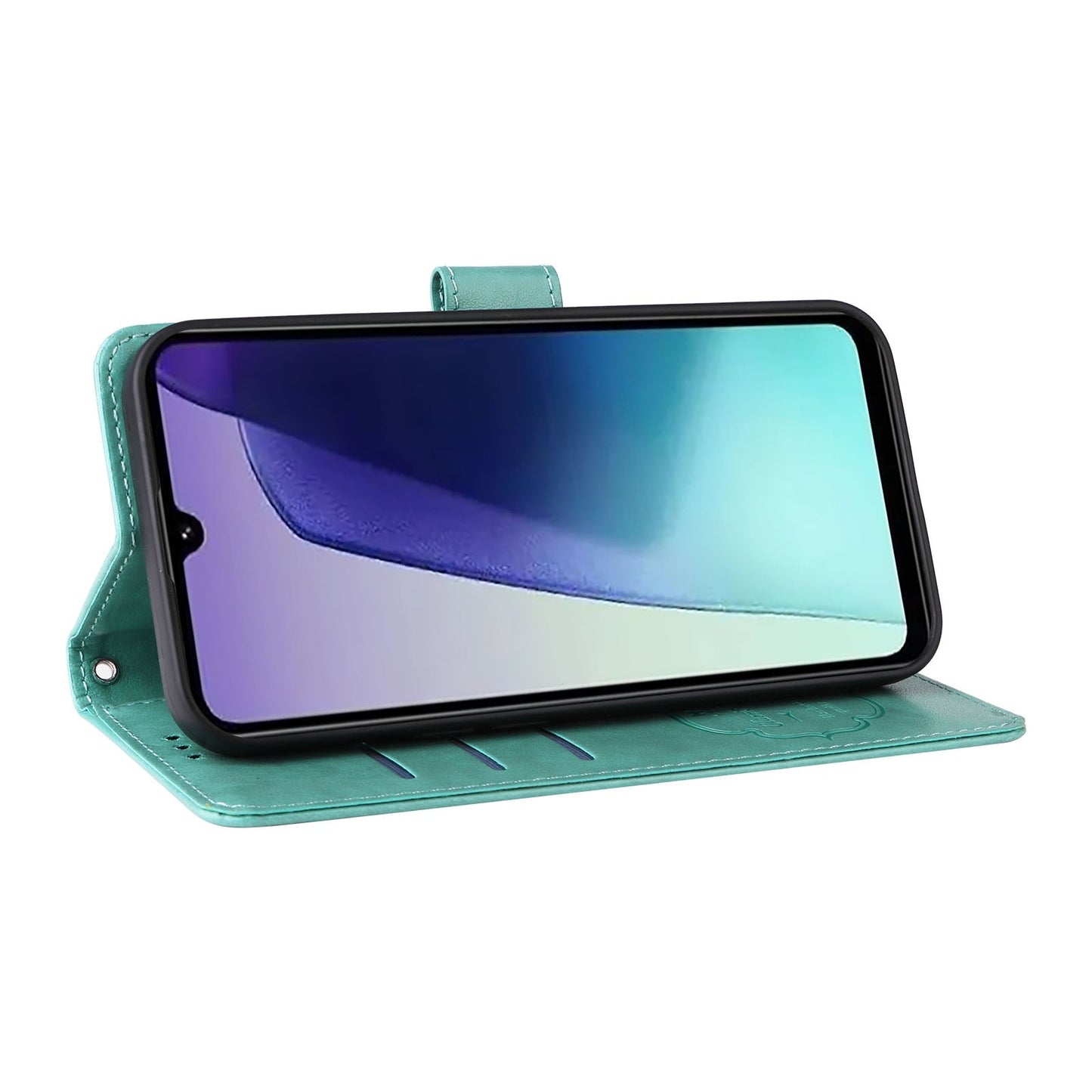 For Redmi 14C Embossed Butterfly Flowers Leather Phone Case(Green)