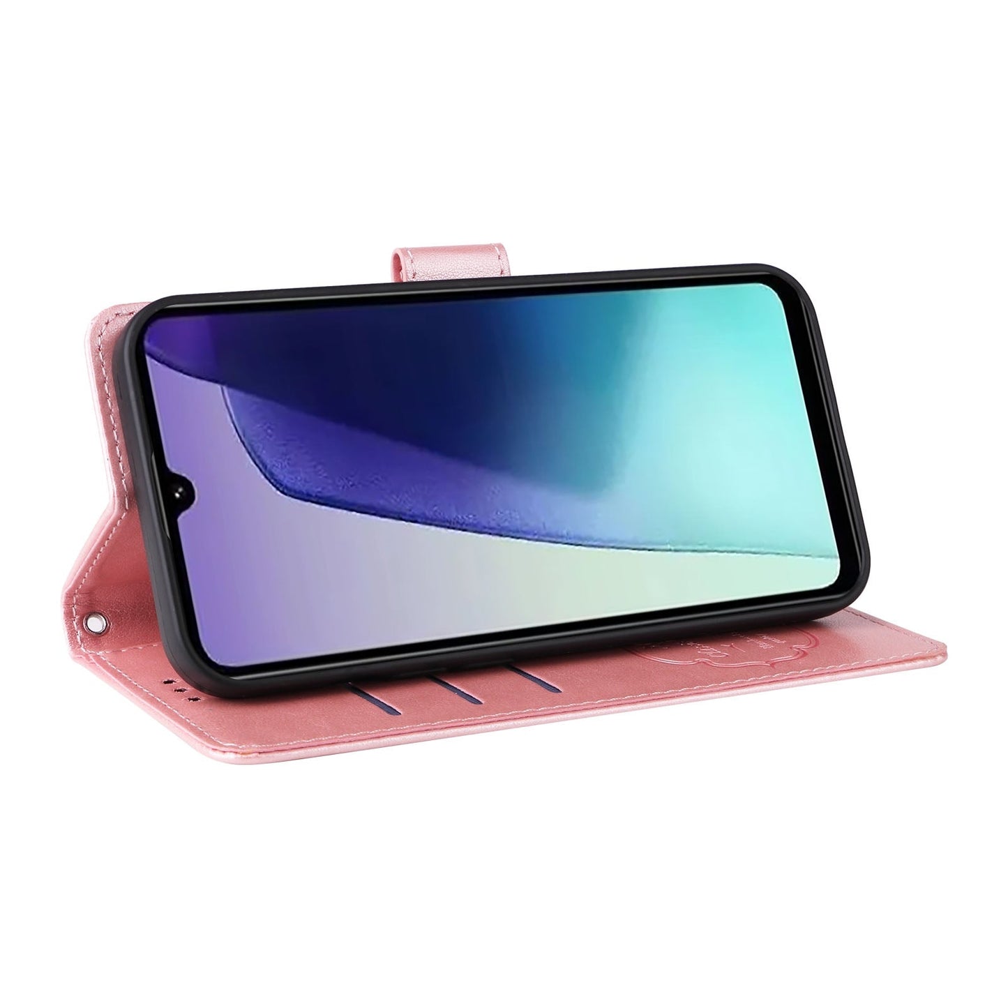 For Redmi 14C Embossed Butterfly Flowers Leather Phone Case(Rose Gold)