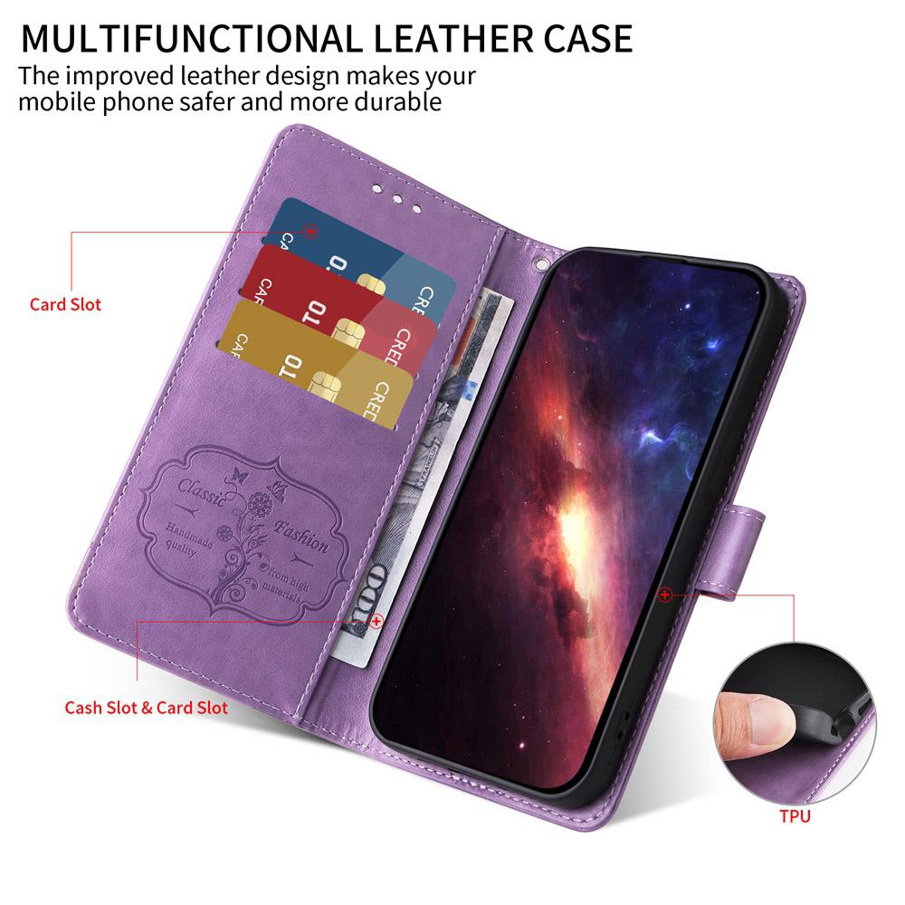 For vivo V50 Embossed Butterfly Flowers Leather Phone Case(Purple)