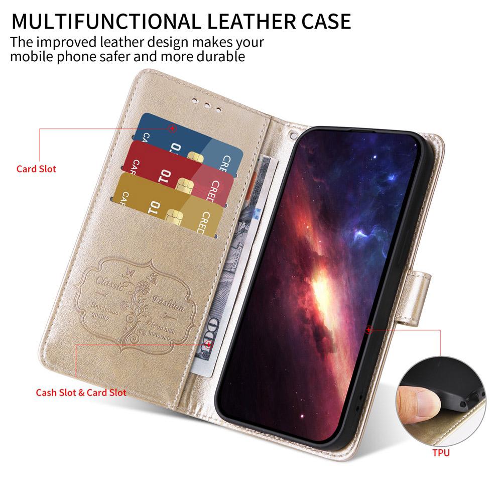 For vivo V50 Embossed Butterfly Flowers Leather Phone Case(Gold)