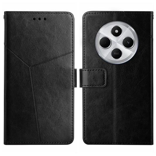 For Redmi 14C 4G Y-shaped Pattern Flip Leather Phone Case(Black)