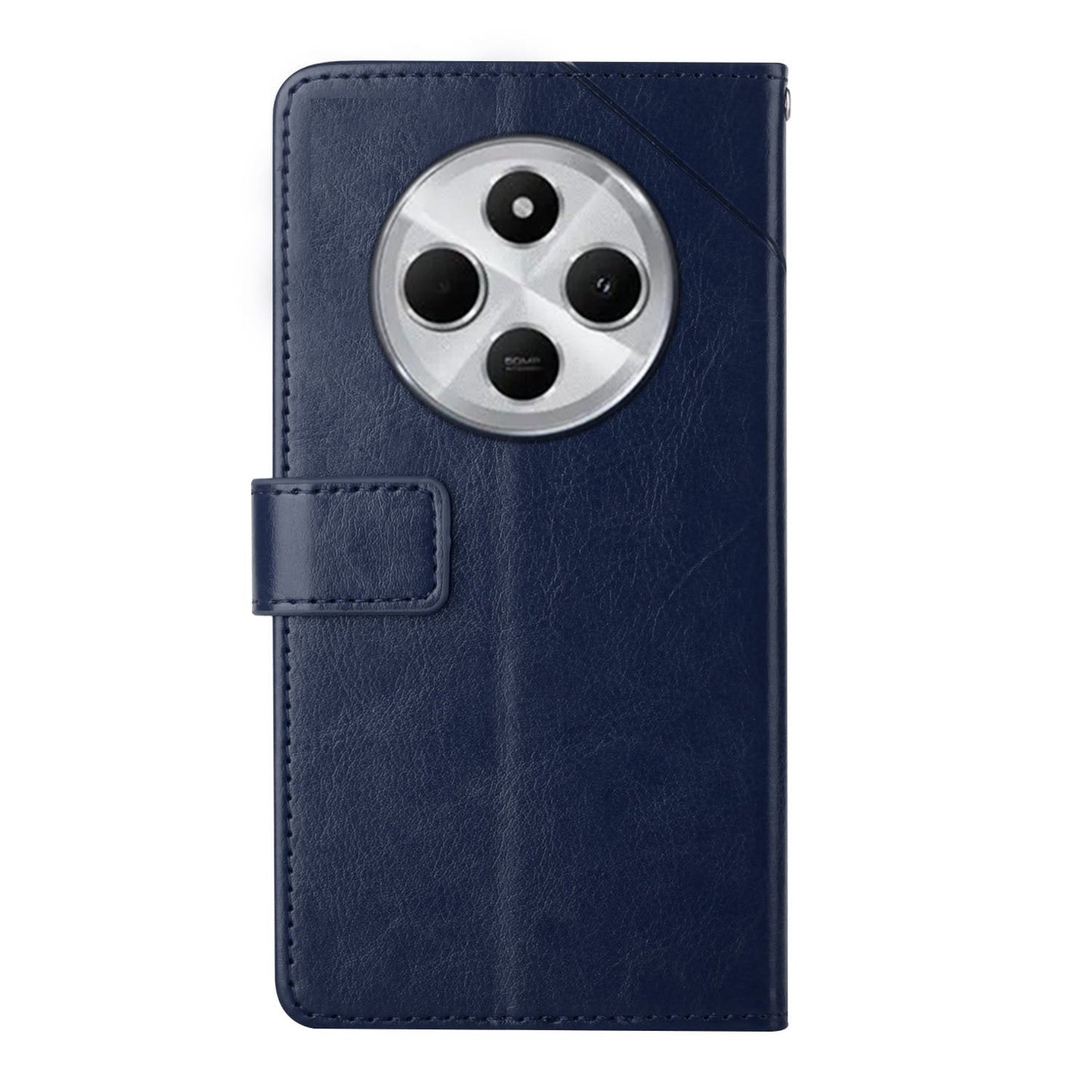 For Redmi 14C 4G Y-shaped Pattern Flip Leather Phone Case(Blue)