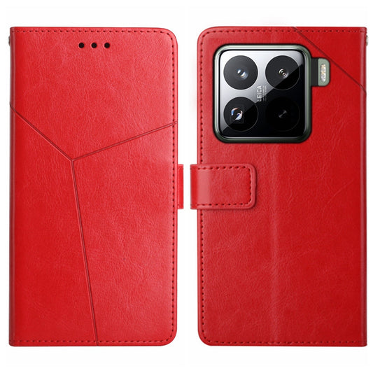 For Xiaomi 15 Y-shaped Pattern Flip Leather Phone Case(Red)