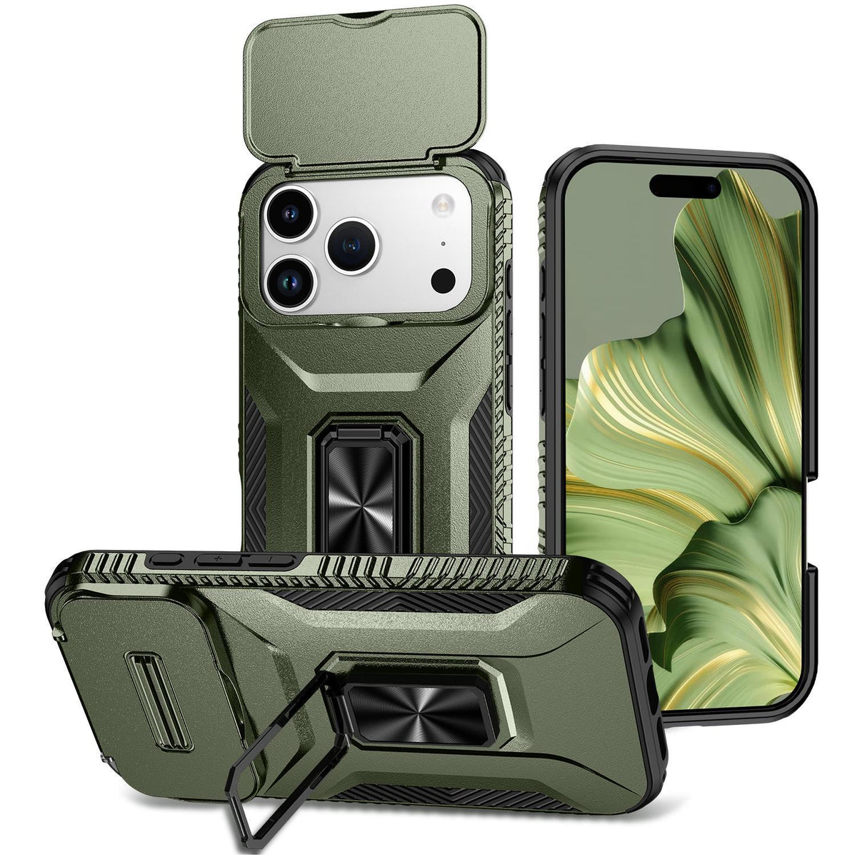 Compatible with iPhone 18 Pro Max Sliding Camshield Holder Phone Case - Alpine Green