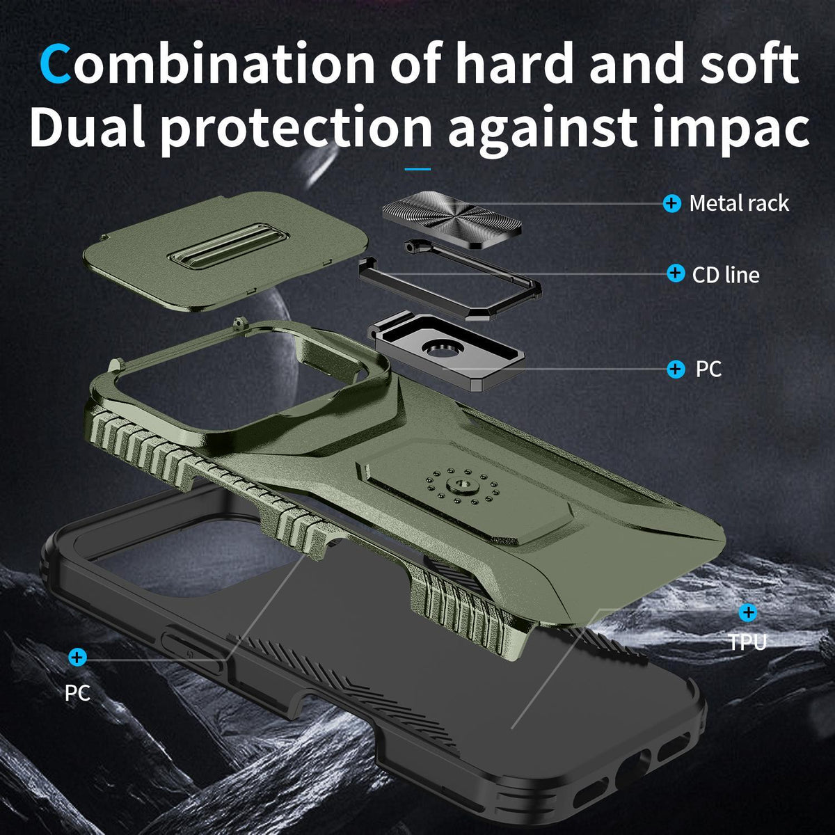Compatible with iPhone 18 Pro Max Sliding Camshield Holder Phone Case - Alpine Green